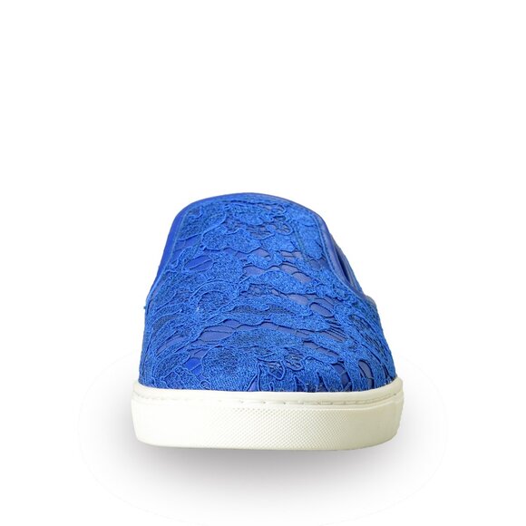 Dolce & Gabbana Women's Blue Lace Leather Slip On Loafers Shoes US 7.5 IT 37.5 - Picture 5 of 8